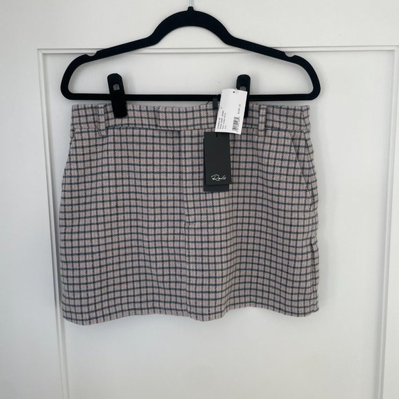 Rails Prim Mini Skirt Lilac Navy Gingham Check Print Front Zip Size 4 - Picture 8 of 12